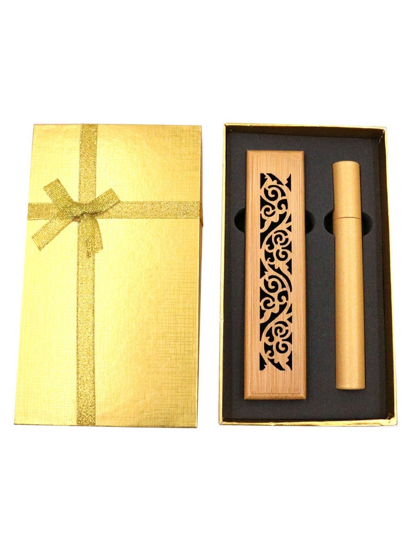 Bakhoor BoSidin Wooden Incense Burner with Cambodian Oud Incense Sticks in Golden Gift Box - Image 2