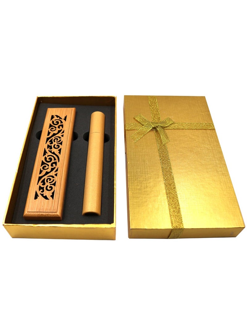 Bakhoor BoSidin Wooden Incense Burner with Cambodian Oud Incense Sticks in Golden Gift Box - Image 3