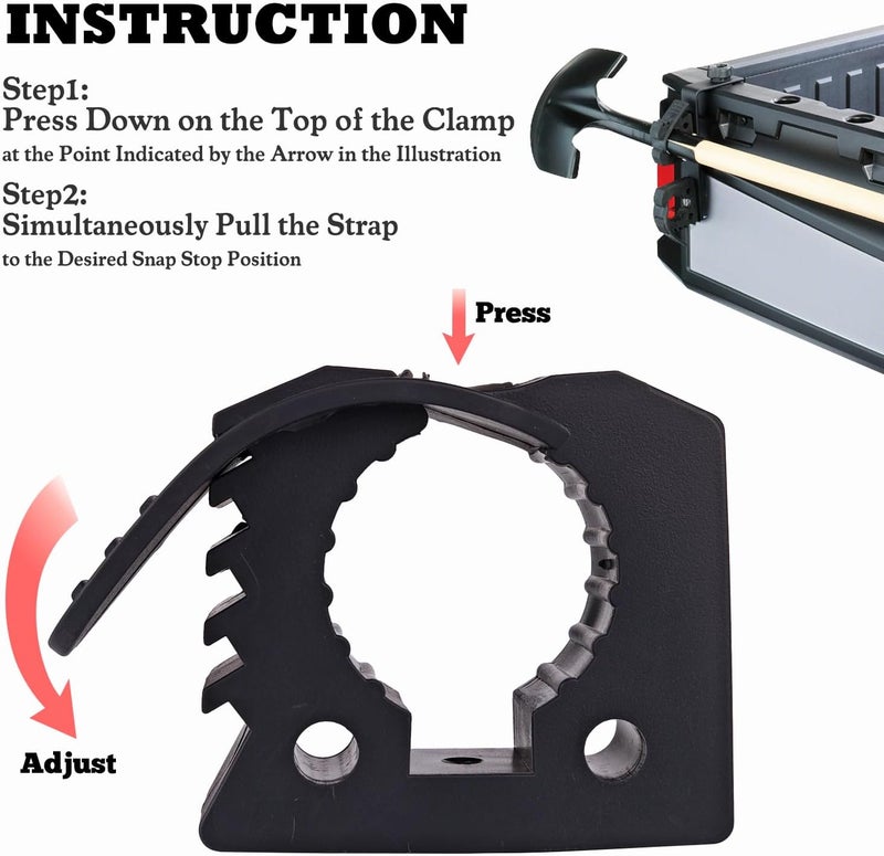 Gixemeva Shovel Holder Clamp Mount Kit,Truck Bed Molle Panel Mount, Shovel Mount for Roof Rack,Quick Release Mount Clamps Off Road UTV Utility Trailer Accessories Fits 1-1/7" to 1-3/7" Diameter Tools(6 Pack) - Image 2