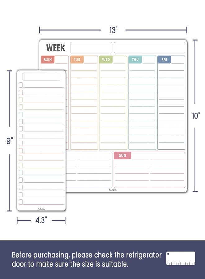 ALEZEL Magnetic Weekly Calendar Whiteboard for Fridge, Refrigerator Dry Erase Weekly White Board, Includes Magnetic Weekly Planner for Fridge with 2 List Boards, 4 Markers + Eraser - Image 3