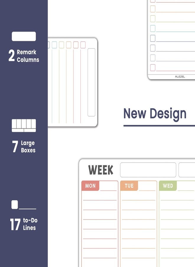 ALEZEL Magnetic Weekly Calendar Whiteboard for Fridge, Refrigerator Dry Erase Weekly White Board, Includes Magnetic Weekly Planner for Fridge with 2 List Boards, 4 Markers + Eraser - Image 2