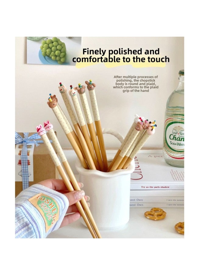 Price Control 14.9! Cartoon Animal Bamboo Chopsticks Gift Small Red Book Explosions Gift Wholesale-Color:Yellow Hat Bear-high Quality Gift Box Chopsticks-Specifications:19.5cm (children's Chopsticks)  - Image 2