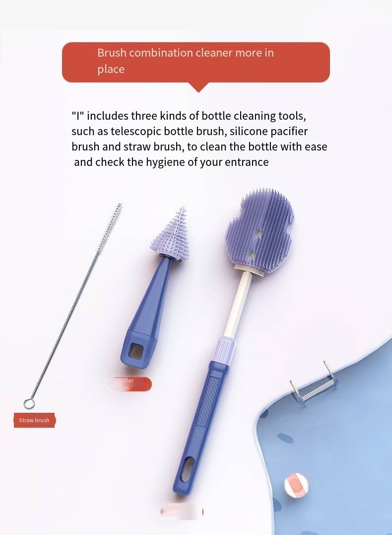 أطفال الهوغوز فرشاة تنظيف زجاجات الأطفال المصنوعة من السليكون والقابلة للسحب قوية للغاية لكافة أحجام زجاجات الأطفال (أرجوانية) - Image 2