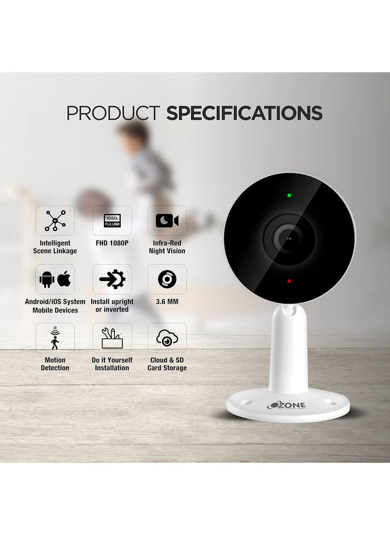 Ozone Ozone 2MP Smart Wifi CCTV Camera | 360° & Full HD Home Security | Colour Vision Day-Night | 2 Way Audio Talk | Motion Detection | SD Card Support Upto 128Gb| Smartphone Access with Alexa & Google Nest  - Image 2