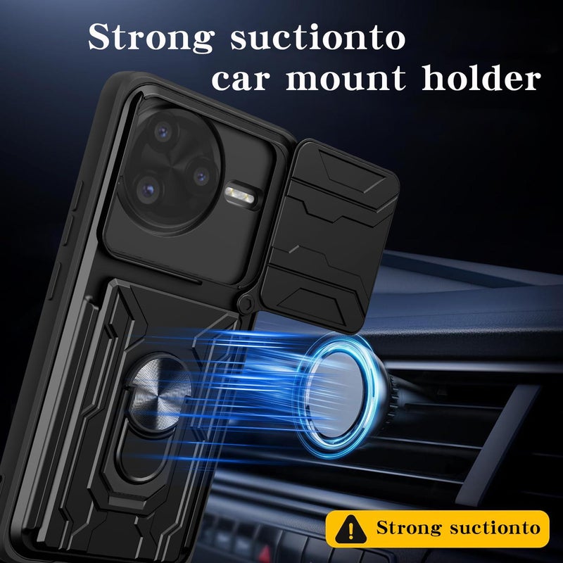 إيروريكس جراب هاتف Xiaomi Poco F7 Ultra Sliding Camshield TPU+PC مع فتحة بطاقة (أسود) - Image 4