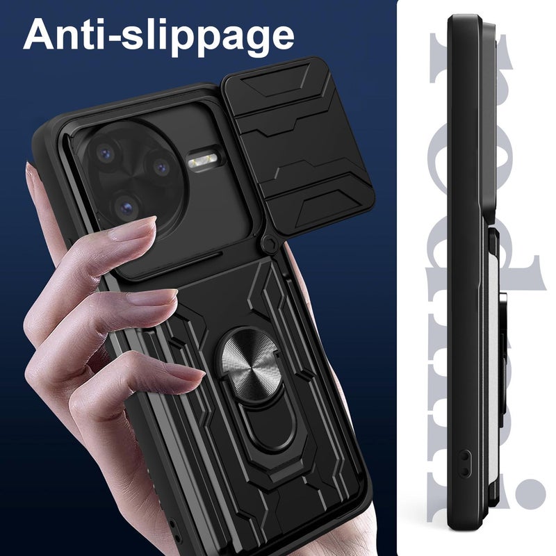 إيروريكس جراب هاتف Xiaomi Poco F7 Ultra Sliding Camshield TPU+PC مع فتحة بطاقة (أسود) - Image 5