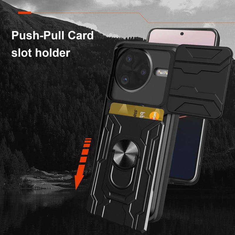 إيروريكس جراب هاتف Xiaomi Poco F7 Ultra Sliding Camshield TPU+PC مع فتحة بطاقة (أسود) - Image 2