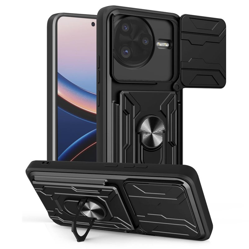 إيروريكس جراب هاتف Xiaomi Poco F7 Ultra Sliding Camshield TPU+PC مع فتحة بطاقة (أسود) - Image 1