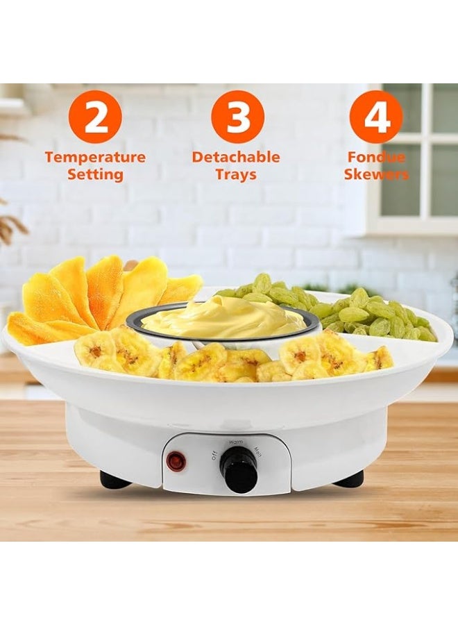 LENND Electric Fondue Pot Set, Chocolate Cheese Fondue Set, Hot Chocolate Machine, Fondue Maker, Detachable Serving Trays with 2 Roasting Forks, Aluminum Pot for Candy,Ice Cream, Kitchen Appliances - Image 4