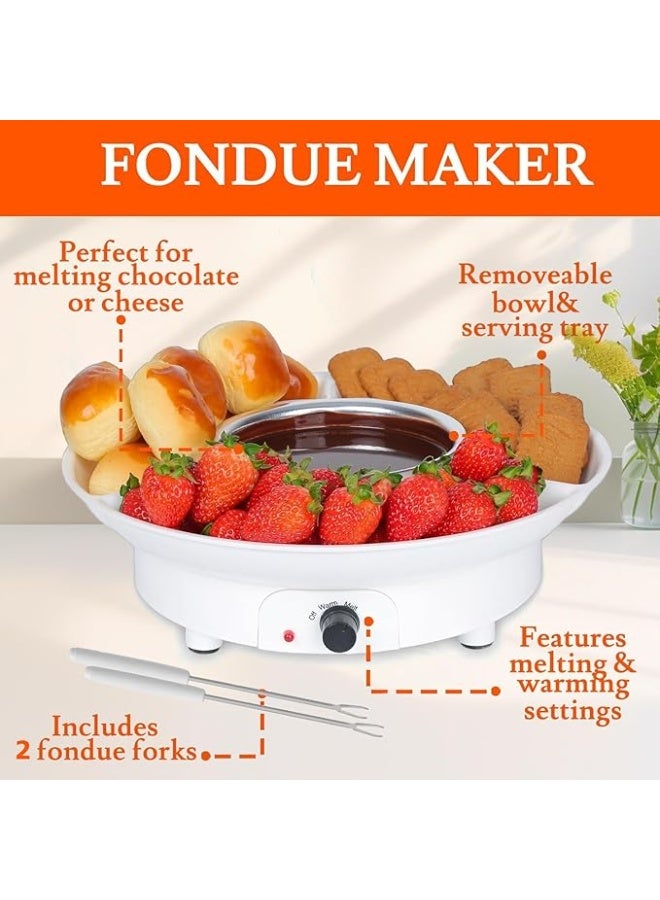 LENND Electric Fondue Pot Set, Chocolate Cheese Fondue Set, Hot Chocolate Machine, Fondue Maker, Detachable Serving Trays with 2 Roasting Forks, Aluminum Pot for Candy,Ice Cream, Kitchen Appliances - Image 5