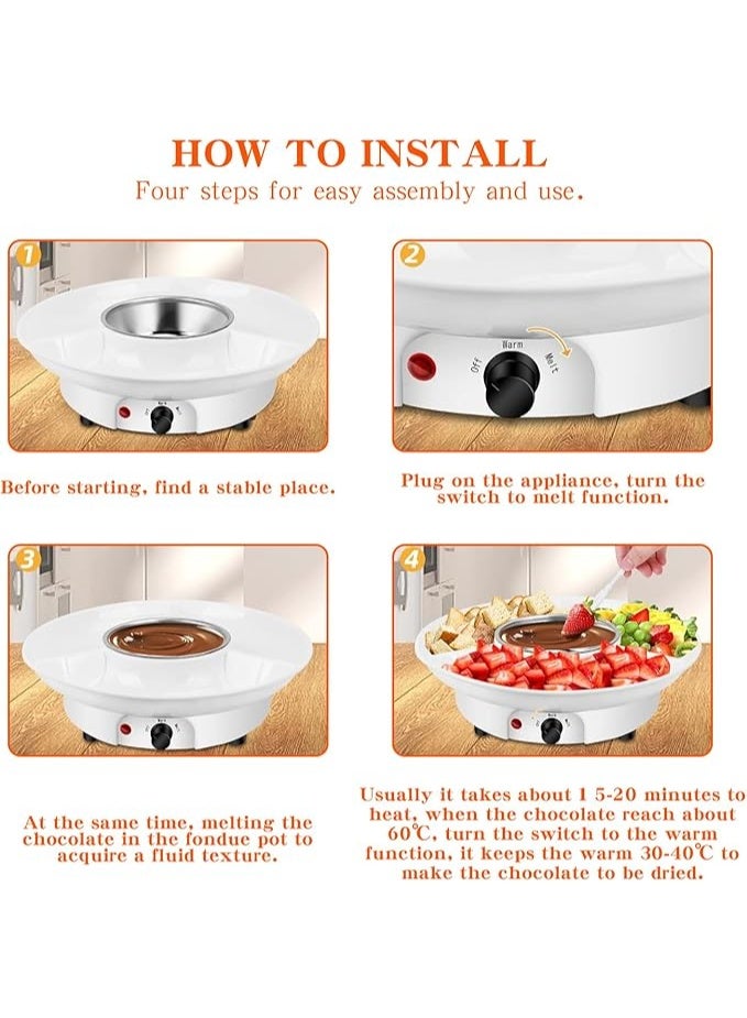 LENND Electric Fondue Pot Set, Chocolate Cheese Fondue Set, Hot Chocolate Machine, Fondue Maker, Detachable Serving Trays with 2 Roasting Forks, Aluminum Pot for Candy,Ice Cream, Kitchen Appliances - Image 1