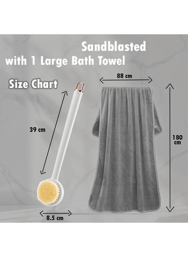 Large Bath Towel And 2 In 1 Bath Brush Set With Replaceable Heads Body Scrubber For Home Shower Spa Massage Color C - Image 5