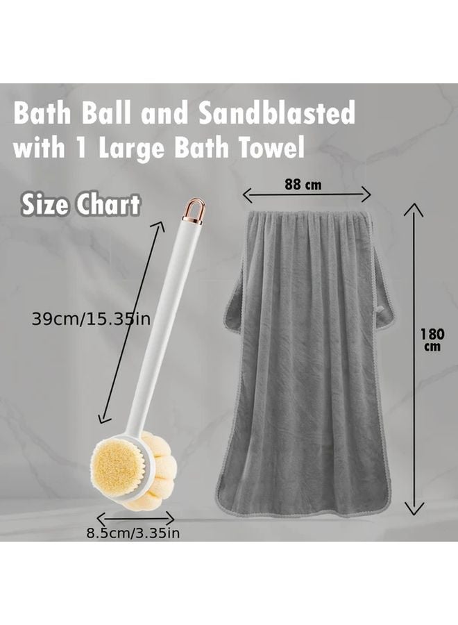 Large Bath Towel And 2 In 1 Bath Brush Set With Replaceable Heads Body Scrubber For Home Shower Spa Massage Color C - Image 4