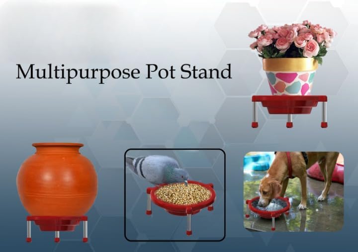Xnim Xnim Multipurpose Matka StandPlant Pot Stand Brown Plastic 2 Levels Kitchen Garden  - Image 4