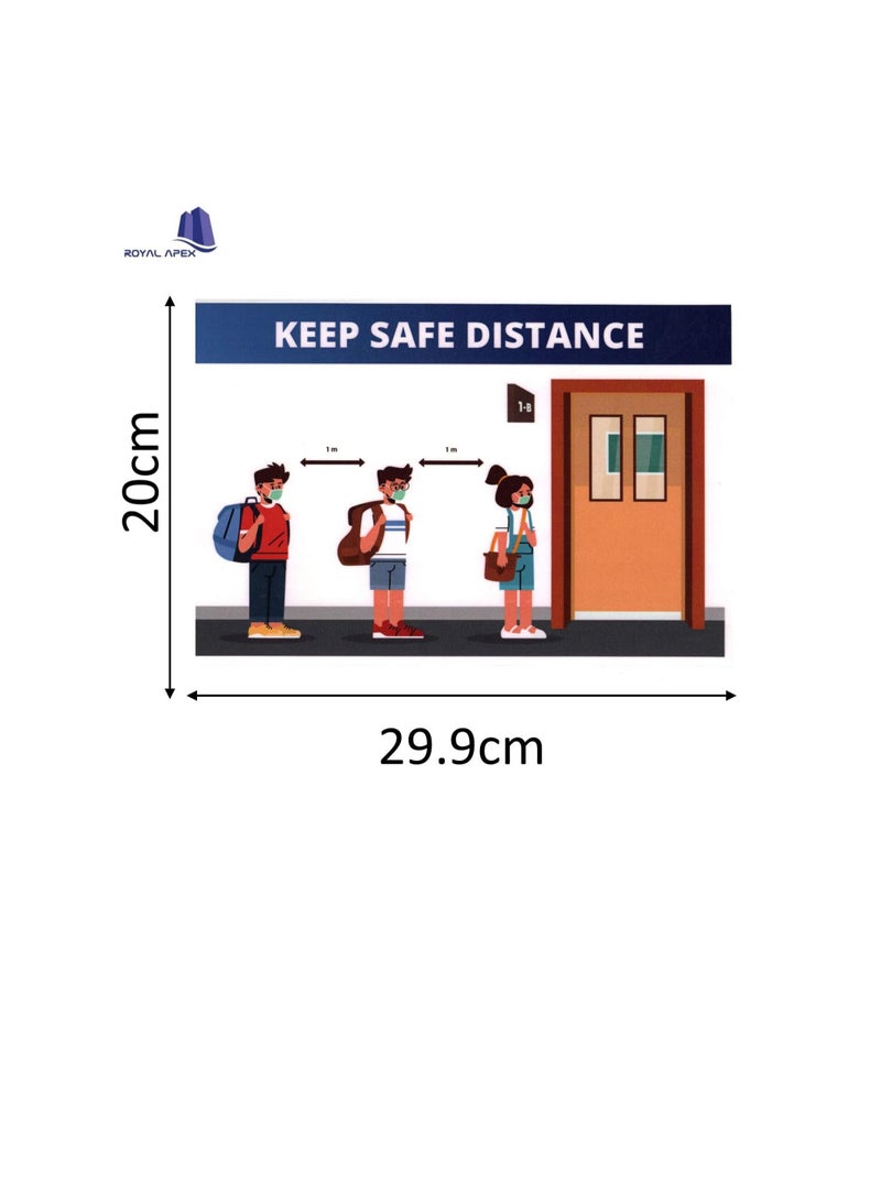 UV Resistant Anti-Glare Adhesive COVID-19 Protocol Stickers, Keep Safe Distance, Stand Here, Mask is Mandatory, Wash Hands Don't Touch (Keep Safe Distance In Queue) - Image 1