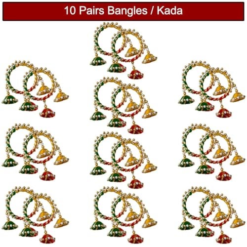 Saugat Traders Return Gifts for Women Gota Patti Bangles with Potli Bags for Pooja Varalakshmi Vratham, Wedding, Haldi Ceremony, Mehndi Function, Bridal Shower Gifting (10 Pairs) - Image 3