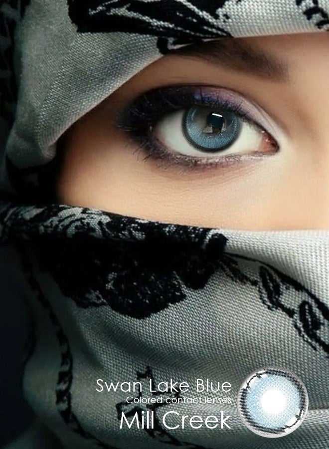 Mill Creek color contact lenses 14.5MM hydrogel lenses can be used for 12 months 1 pair of 2 blue glasses - Image 1