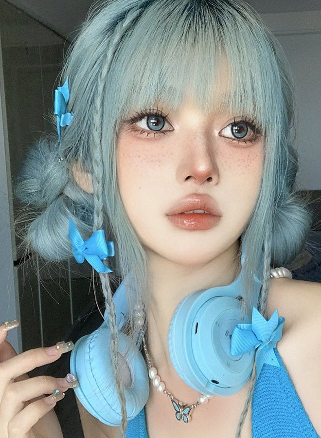 Mill Creek color contact lenses 14.5MM hydrogel lenses can be used for 12 months 1 pair of 2 blue glasses - Image 5