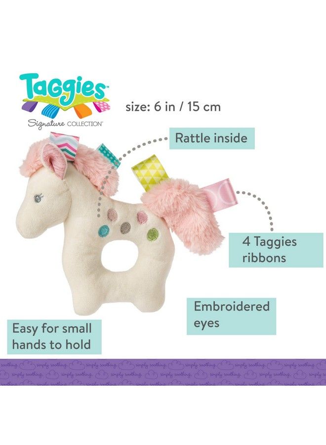 Taggies Embroidered Soft Ring Rattle Painted Pony 6 Inches  - Image 3