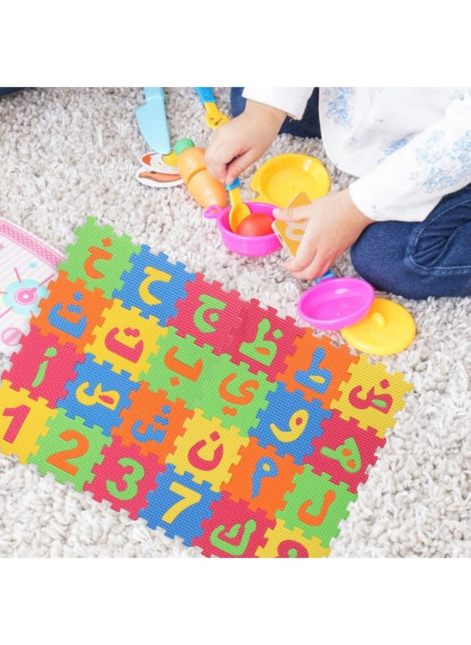 Toyvian Toyvian Arabic Alphabet Mat 36pcs Interlocking Alphabet Floor Puzzle Kids Crawling Play Mat Arabic Letter Learing Flooring Tiles for Bedroom Playroom  - Image 3