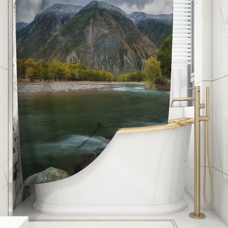 LAVNIK Polyester Waterproof Shower Curtain with 8 Hooks | Blackout Curtains | Bath Curtain | Mould & Mildew Resistant Durable and Washable Decorative Bathroom Curtains - 1 pcs (Design_10) - Image 2