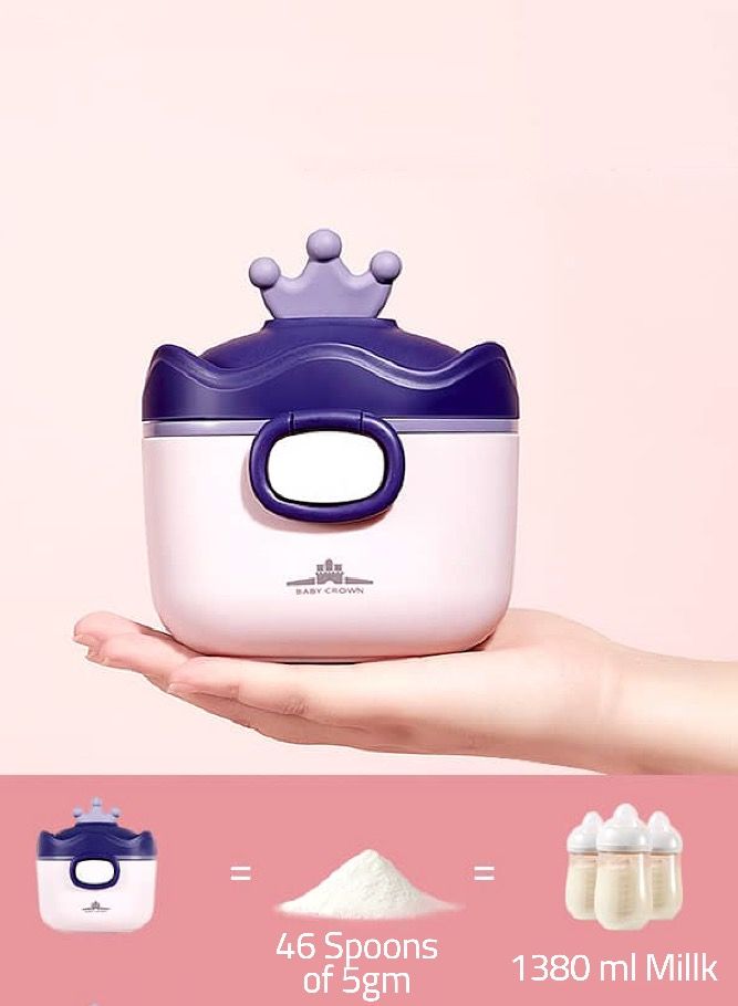 Baby Formula Dispenser With Scoop Crown Baby Formula Container Portable Milk Powder Storage Cute Box Purple - Image 1