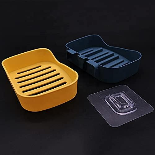 Baps store Baps store Leak Proof Self Draining Double Layers Plastic Soap Stand Wave Wall Mounted SelfAdhesive Plastic Soap Dish Holder Organiser Rack for Shower Kitchen Bathroom Multicolor - Image 2