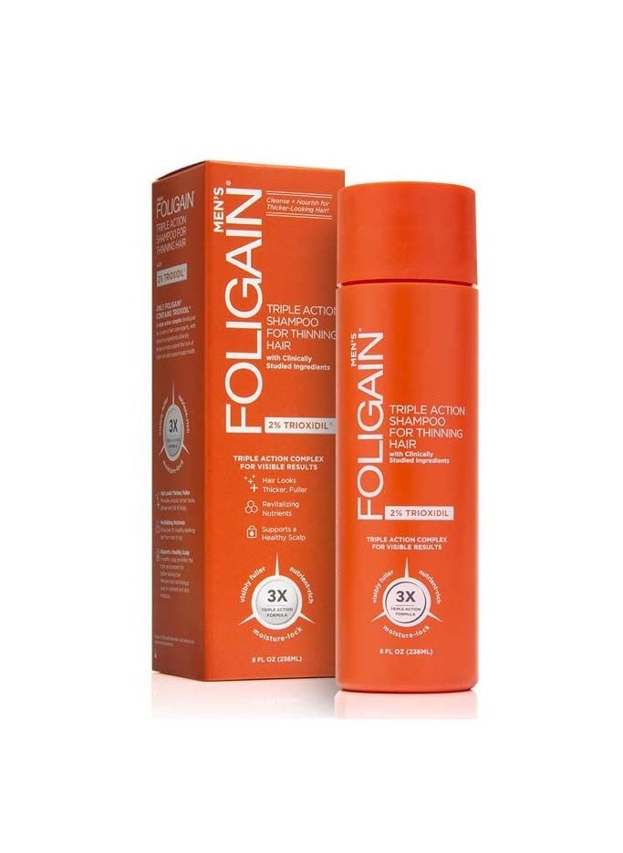 FOLIGAIN Foligain Triple Action Shampoo for Thinning Hair for Men with 2% Trioxidil 236ml 