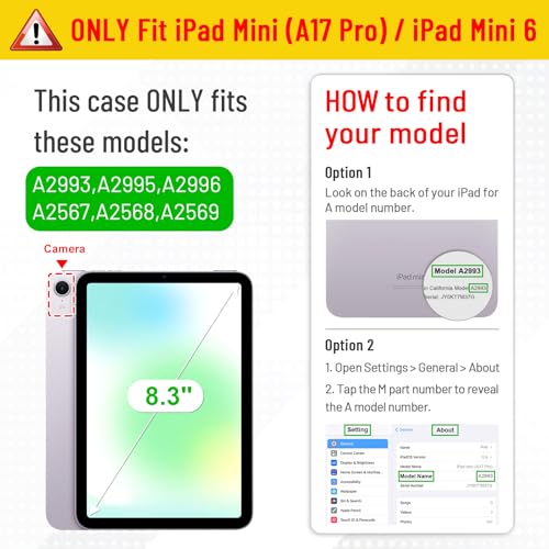 Fintie Hybrid Slim Case for iPad Mini 7 (A17 Pro, 7th Generation) 2024 / iPad Mini 6 (6th Gen) 8.3 Inch, [Built-in Pencil Holder] Shockproof Cover Clear Transparent Back Shell, Lilac Purple - Image 2