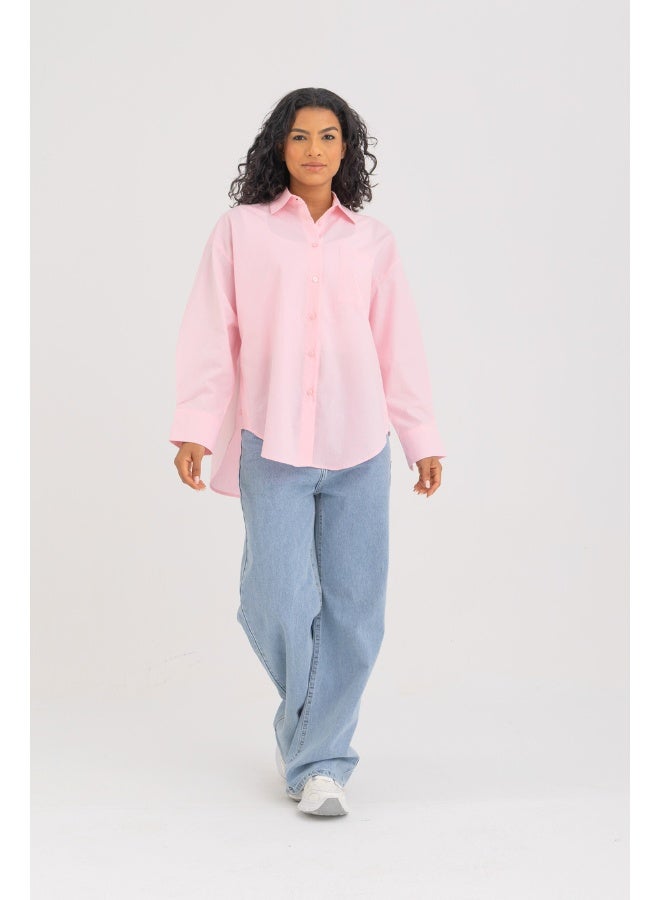 Dresscode Side Split Buttoned Shirt In Pink - Image 5