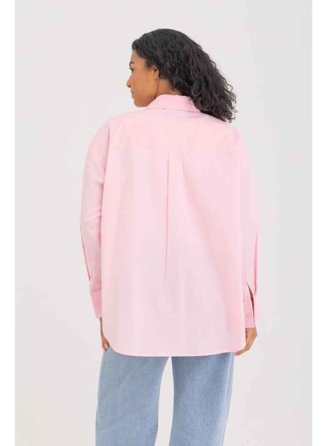 Dresscode Side Split Buttoned Shirt In Pink - Image 2