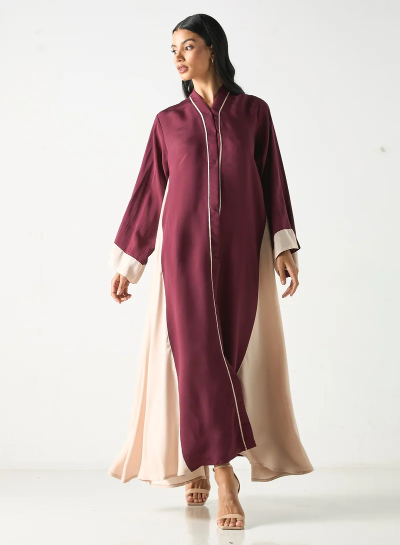 Hadiyath Al Madinah HM - Two Toned Flared Abaya  with Hijab
