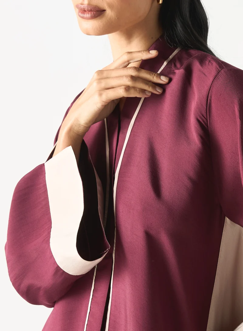 Hadiyath Al Madinah HM - Two Toned Flared Abaya  with Hijab