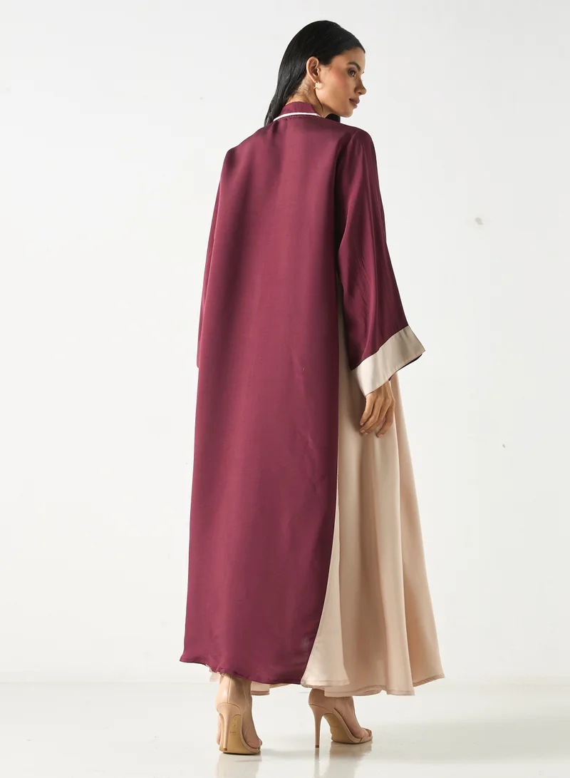 Hadiyath Al Madinah HM - Two Toned Flared Abaya  with Hijab