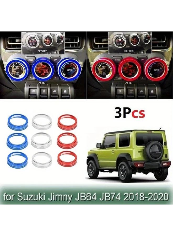Blue Aluminum Alloy Air Conditioning Knob Cover Trim Ring for SUZUKI Jimny JB64 JB74 2018 2021 - Image 2