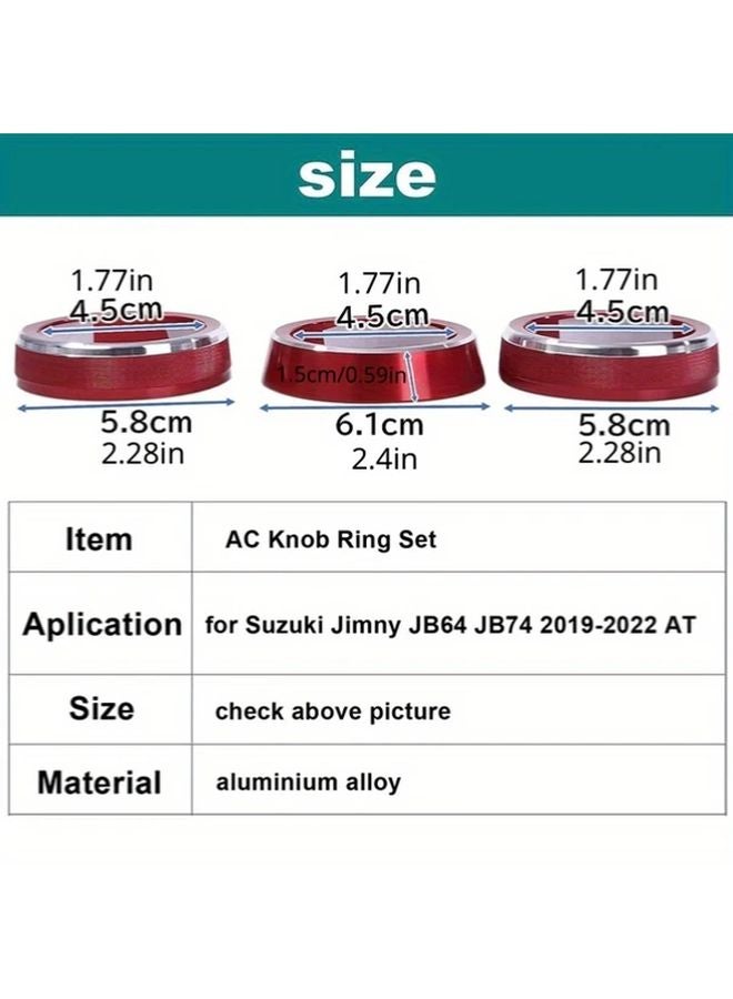 Blue Aluminum Alloy Air Conditioning Knob Cover Trim Ring for SUZUKI Jimny JB64 JB74 2018 2021 - Image 3