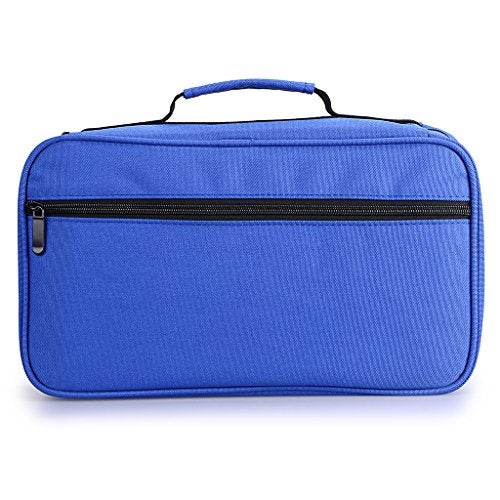 BTSKY Art Marker Carrying Case Lipstick Organizer-60 Slots Canvas Zippered Markers Storage for Prismacolor Touch Spectrum Noir Paint Sharpie Markers, Empty Wallet Only (Blue) - Image 3