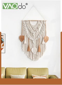 VAOdo Boho Macrame Wall Hanging Beige & Yellow Cotton Handmade Geometric Woven Tapestry with Tassel Ornament Vintage Bohemian Wall Art Decor for Bedroom Living Room Apartment Nursery  - Image 5