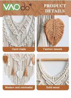 VAOdo Boho Macrame Wall Hanging Beige & Yellow Cotton Handmade Geometric Woven Tapestry with Tassel Ornament Vintage Bohemian Wall Art Decor for Bedroom Living Room Apartment Nursery  - Image 3