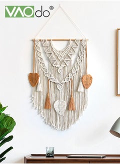 VAOdo Boho Macrame Wall Hanging Beige & Yellow Cotton Handmade Geometric Woven Tapestry with Tassel Ornament Vintage Bohemian Wall Art Decor for Bedroom Living Room Apartment Nursery  - Image 4