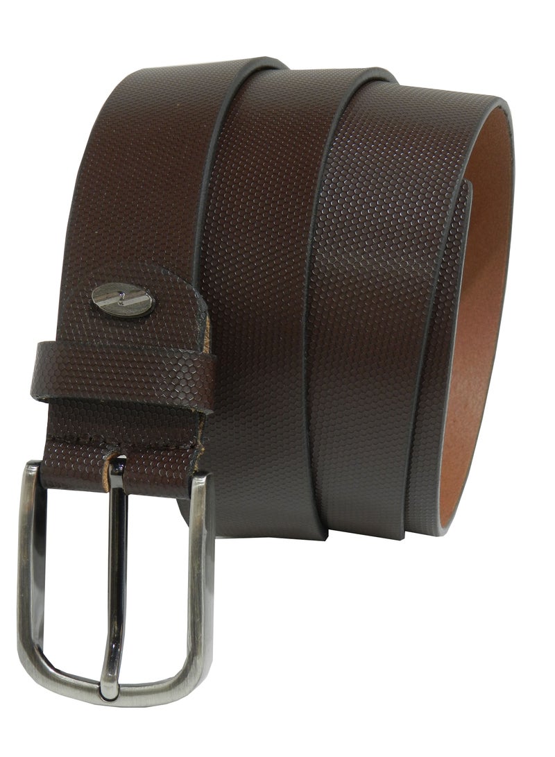 LAVERI LEATHER حزام بني رسمي وغير رسمي من الجلد الطبيعي 35 مم للرجال - Image 2