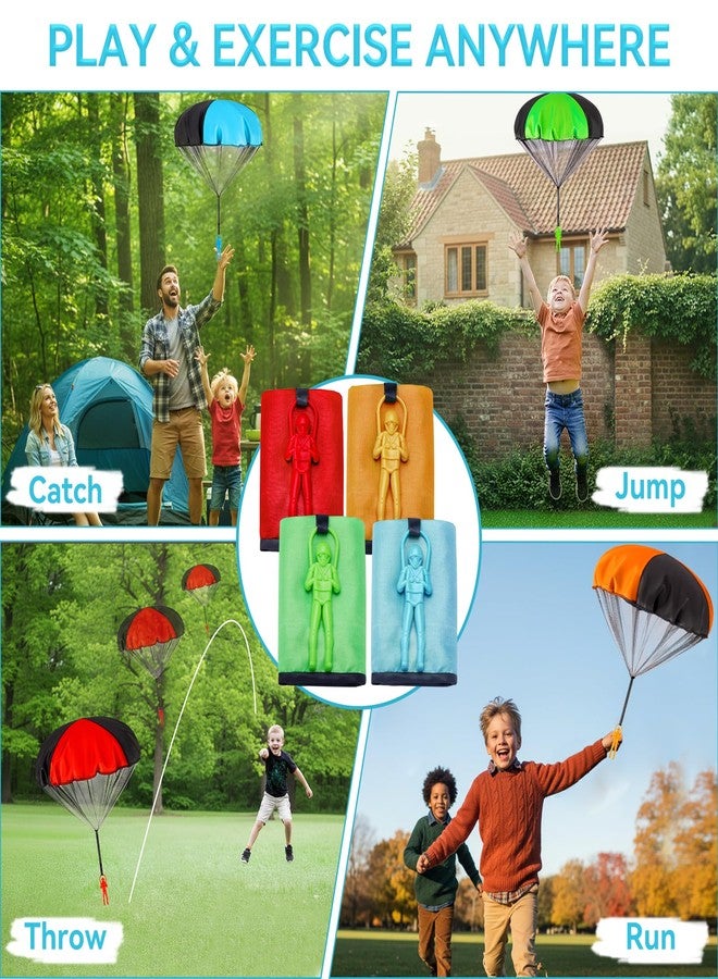 Yeeeasy Tangle-Free Parachute Toys for Kids (4 Pack) - Outdoor Flying Game & STEM Science Gift for Boys Girls Age 3-12 - Rip-Stop Nylon Hand Throw Army Men Action Figures - Easter Basket Stuffers - Image 3