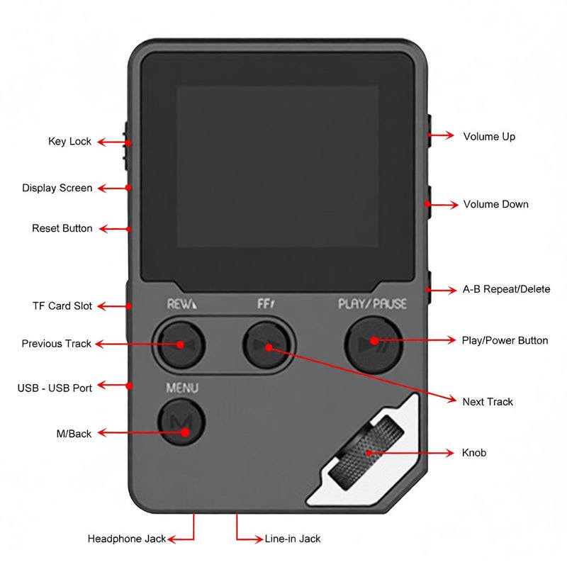 Mp3 Player: 1.8" TFT Display, Lossless Audio Support - BT Wireless Connectivity, Portable Digital Audio Player for On-the-go Music Lovers - Image 2