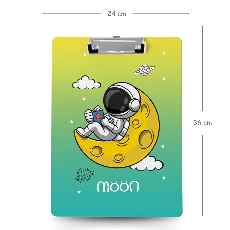 Articious لوحة رسم وكتابة واختبار مع مشبك (الحجم - 24x36 سم) متينة وخفيفة الوزن للمكتب والمدرسة والجامعة - الفضاء القمري - Image 2