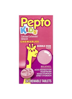 Pepto Bismol Pepto Bismol, Kids, Pepto Chewables, Bubble Gum,  24 Chewable Tablets  - Image 1