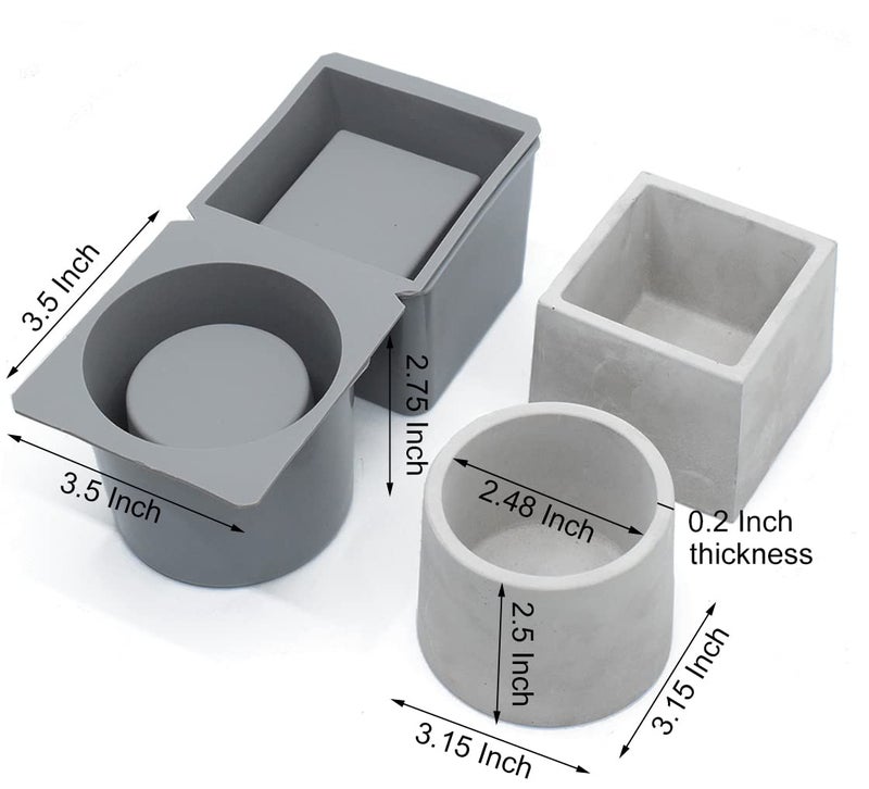 catin Concrete Planter Molds Silicone Planter Molds for Cement Pot, Round and Square - Image 2