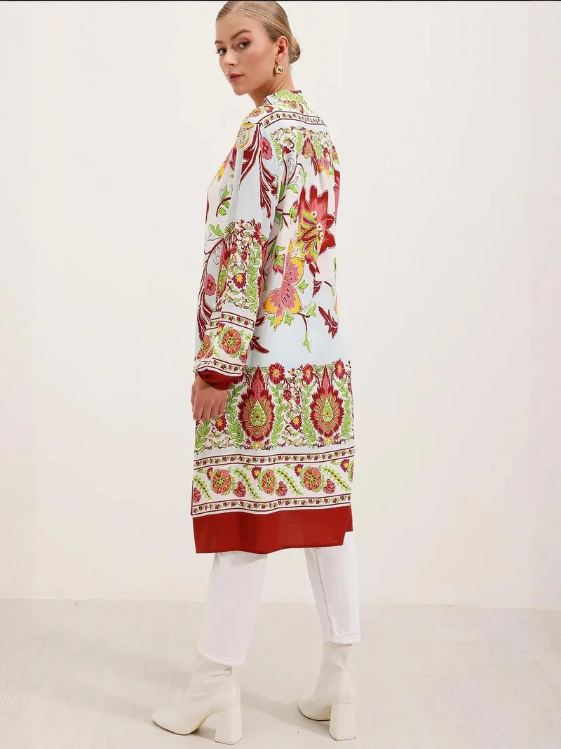 Big Dart Burgundy Red BDART Patterned Viscose Dress for Women | Best Price UAE