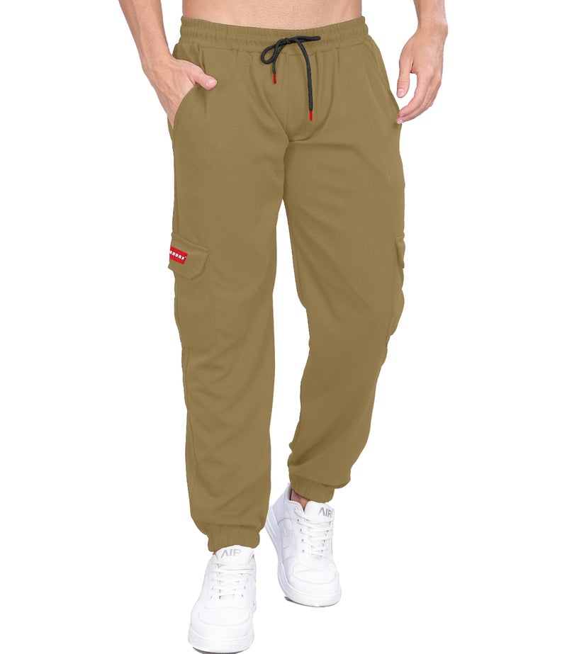 SHODOX® Men's Casual Regular Fit Cargo Trackpant with Drawstring, Elastic Bottom with Side Pockets (Pack of 1) Brown - Image 1