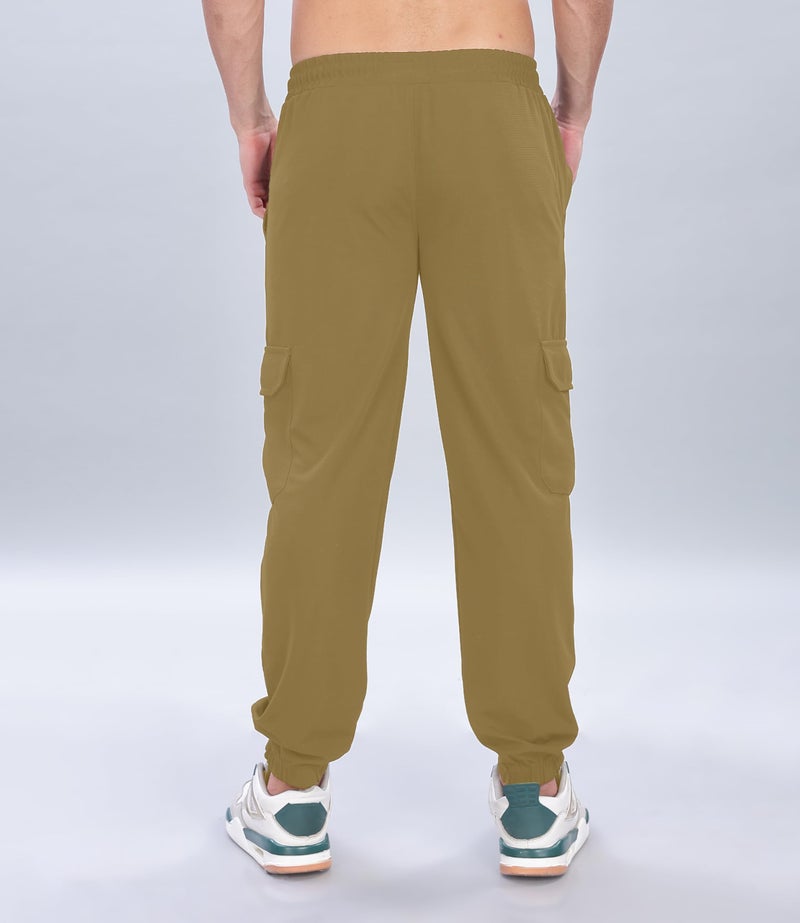 SHODOX® Men's Casual Regular Fit Cargo Trackpant with Drawstring, Elastic Bottom with Side Pockets (Pack of 1) Brown - Image 2
