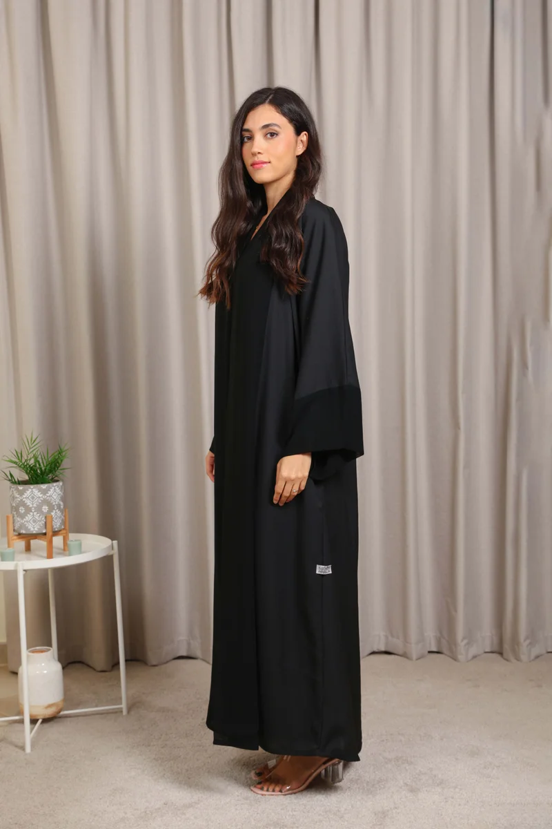 Nikias Nikias Open Nida Abaya with Chiffon Front Panel